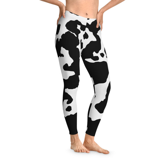 Black & White Camo Leggings For Women | Mid Waist Fit