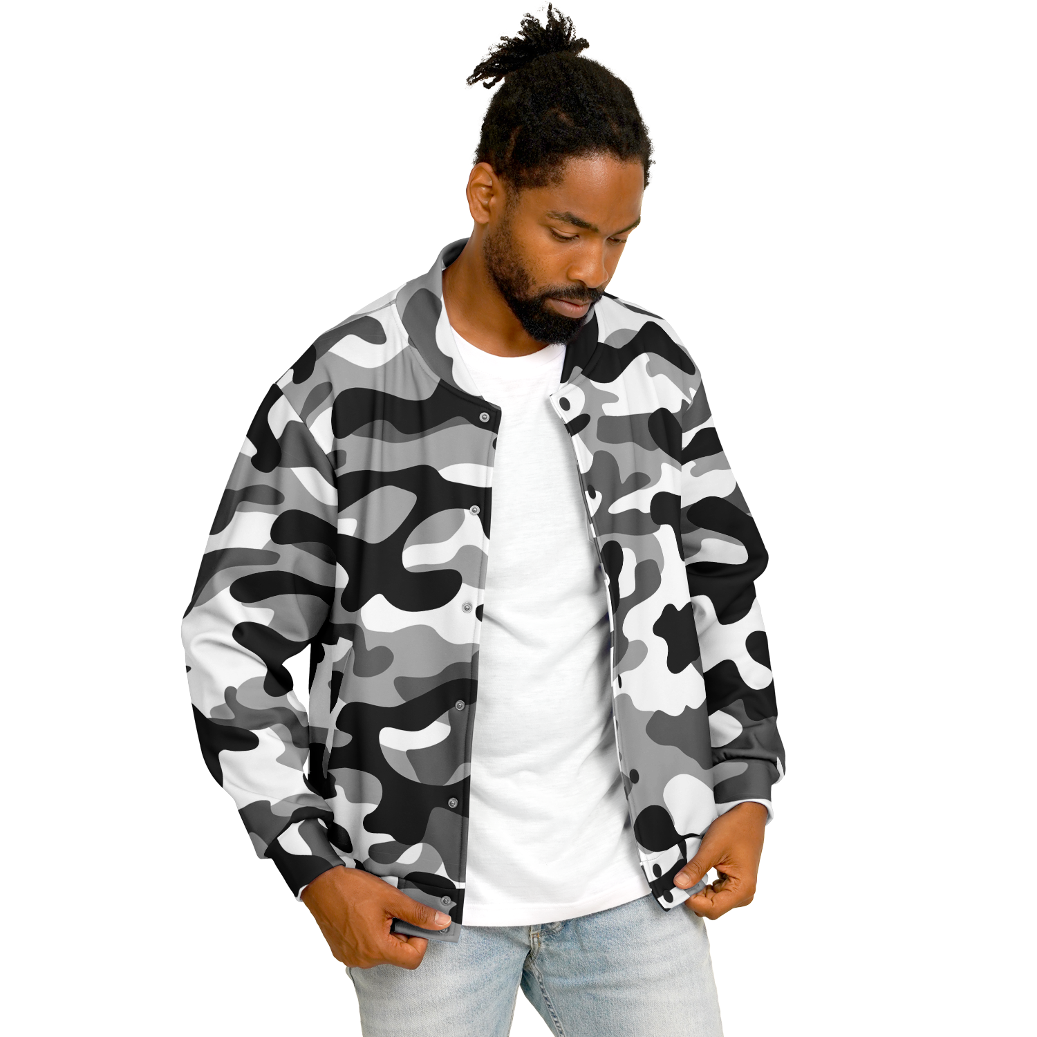 Baseball Camo Jacket | Military Camouflage in Black & White