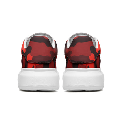 Oversized McQueen Sneakers | Scarlet Red & Black Camouflage