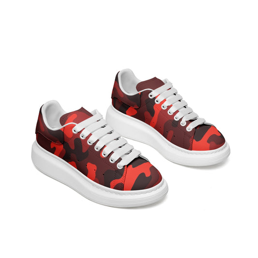 Oversized McQueen Sneakers | Scarlet Red & Black Camouflage