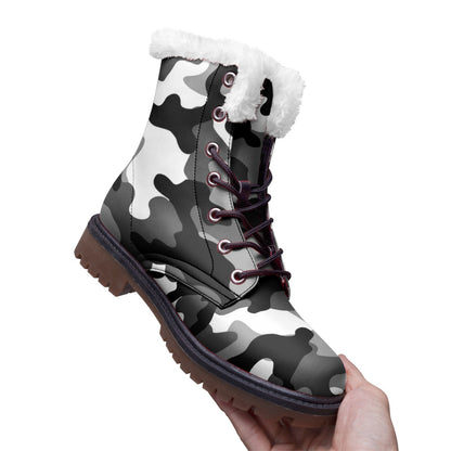 Snow Camo Boots | Black, Gray, and White Camouflage