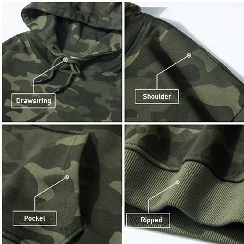 Green Hooded Sweatshirt for Men | Oversized Camo