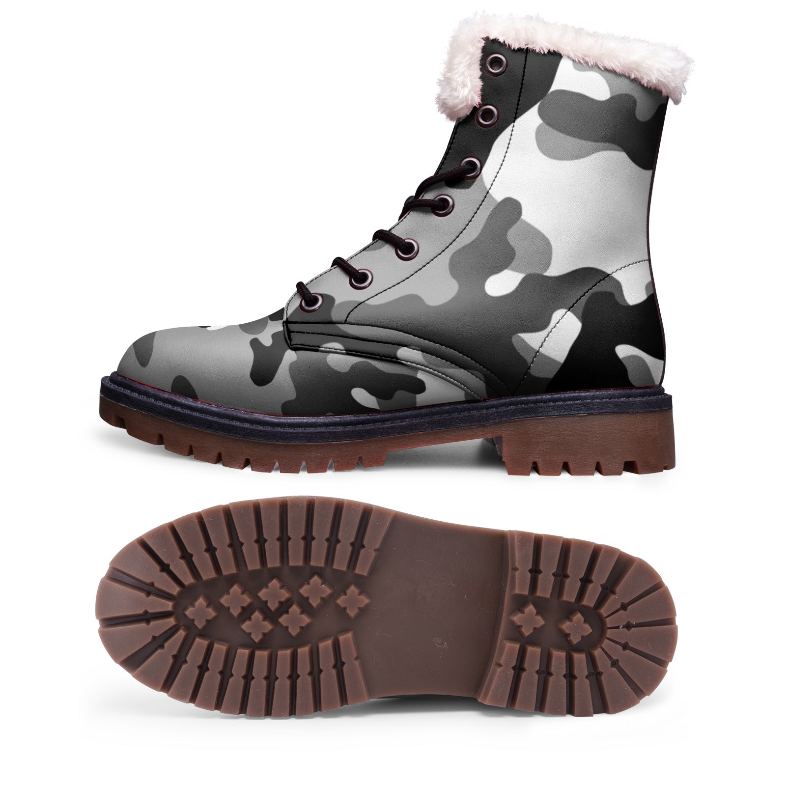 Snow Camo Boots | Black, Gray, and White Camouflage