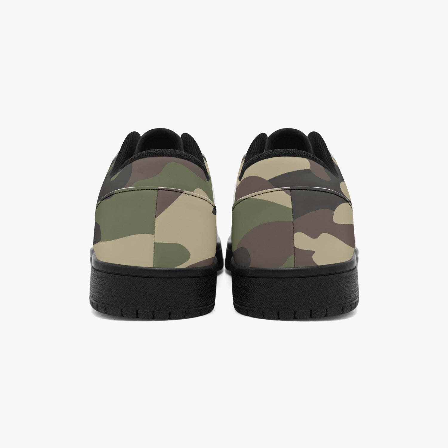 Camo Sneakers | Green Low-Top Leather Camouflage Shoes