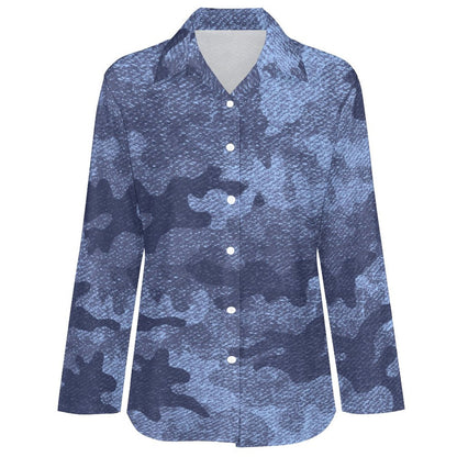 Women's Button-Up Camo Shirt | Denim Blue Tones