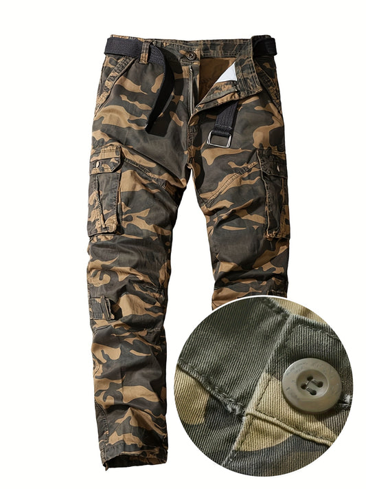 Men's Camo Twill Trousers: Straight Fit, Casual & Sports Workwear