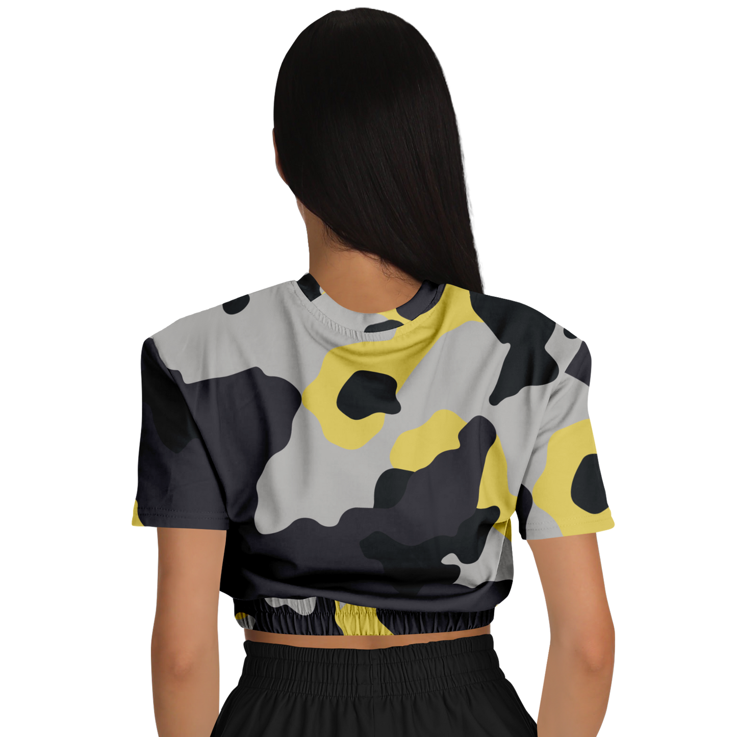 Camo Crop Top Sweatshirt | Yellow, Black & Silver Camouflage