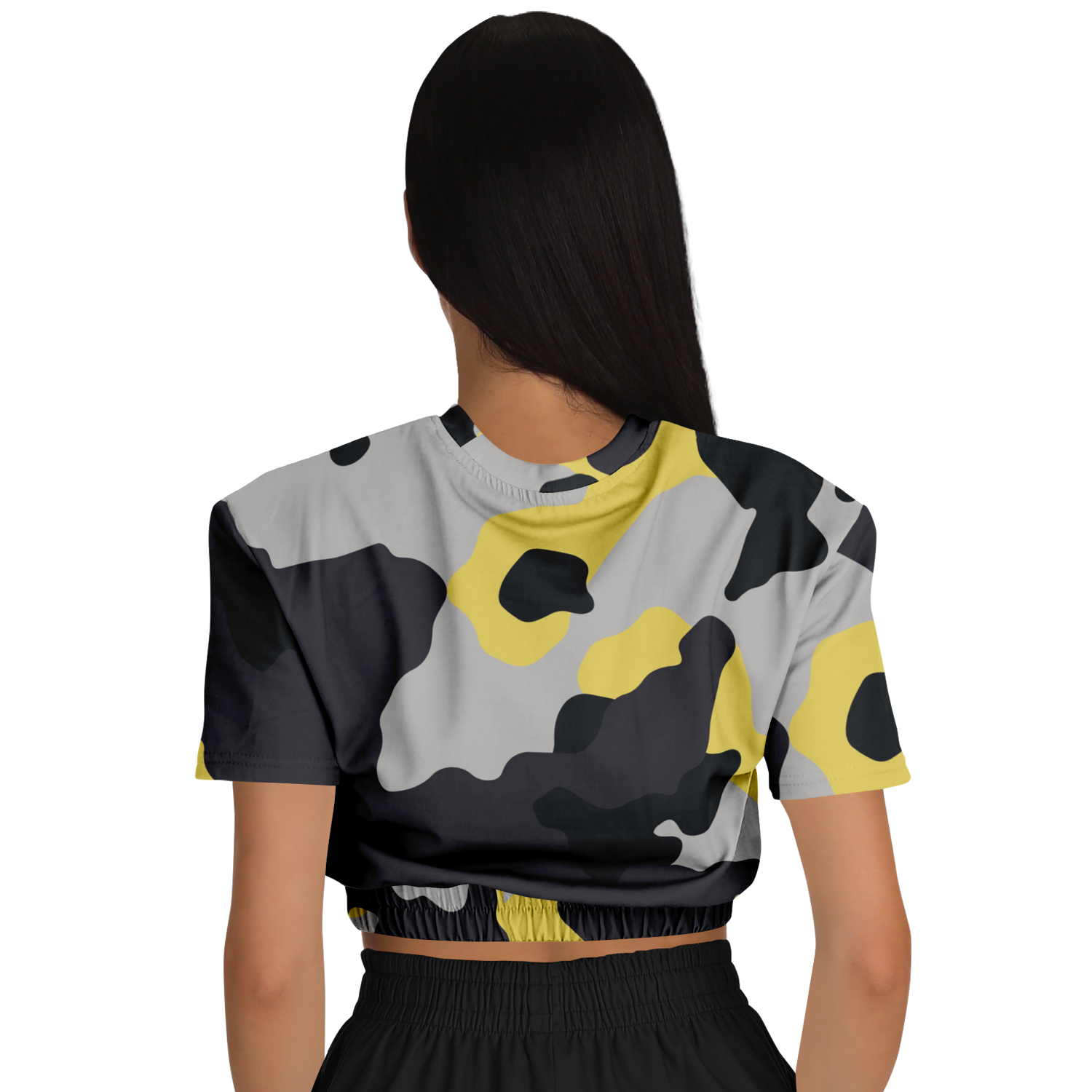 Camo Crop Top Sweatshirt | Yellow, Black & Silver Camouflage