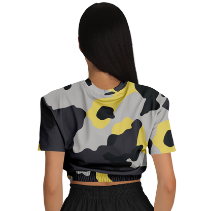 Camo Crop Top Sweatshirt | Yellow, Black & Silver Camouflage