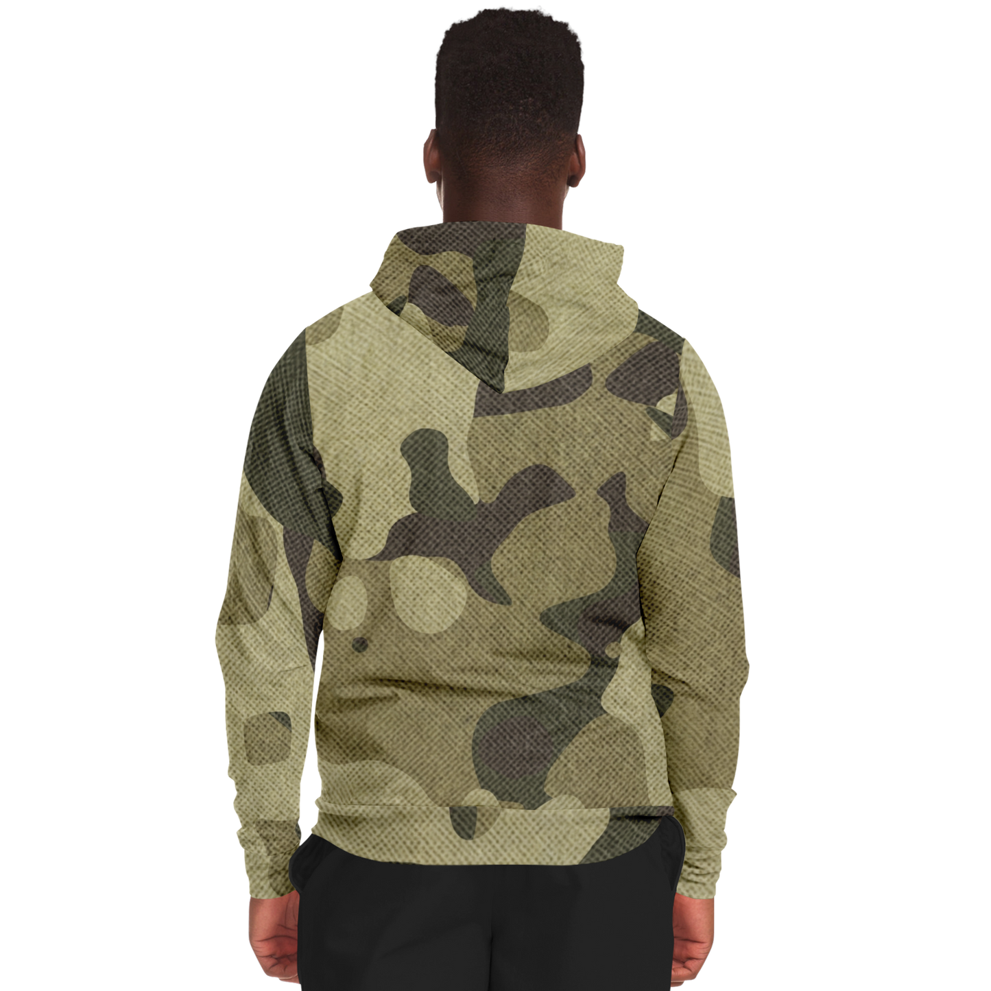 Zip-Up Hoodie | Green Fabric Camouflage