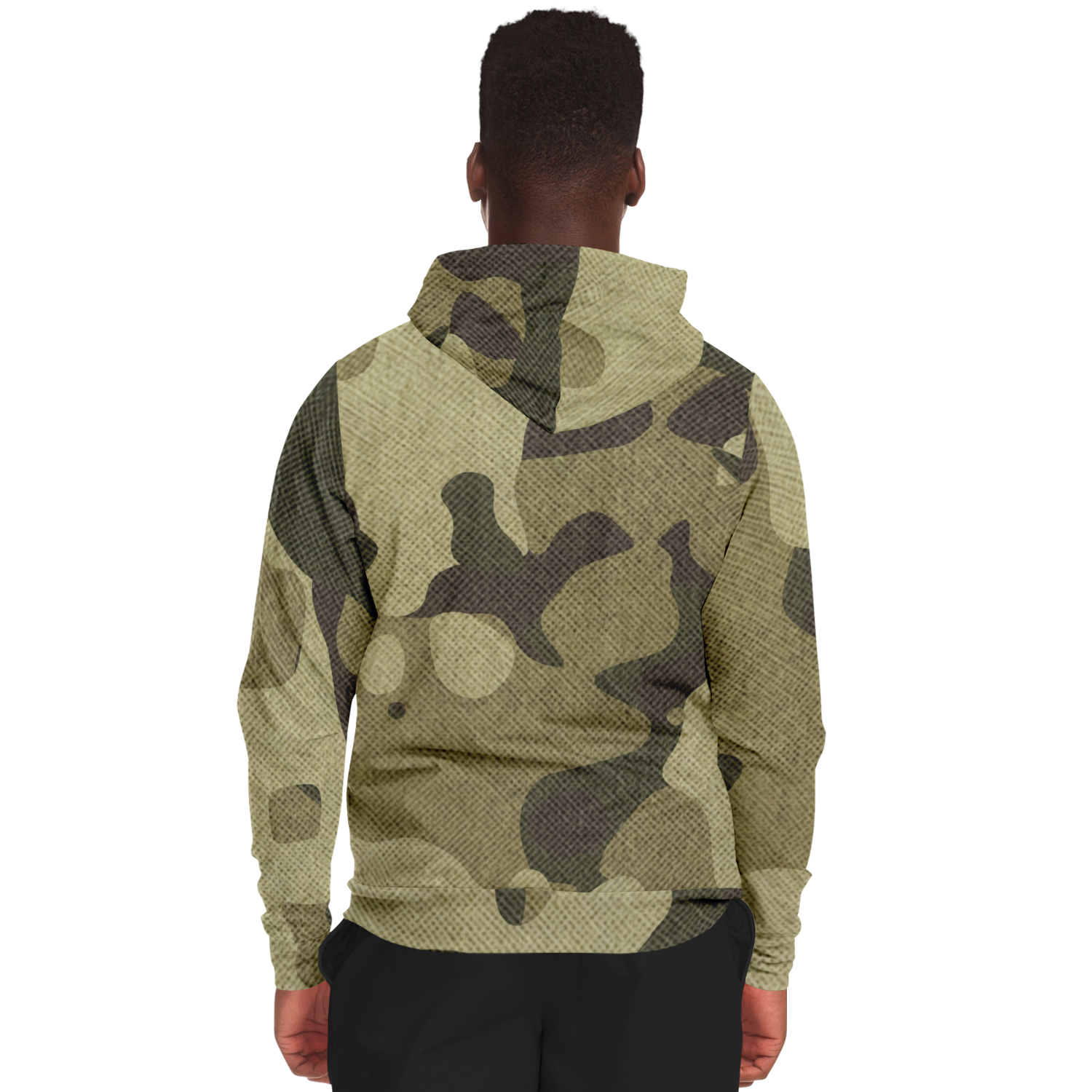 Zip-Up Hoodie | Green Fabric Camouflage