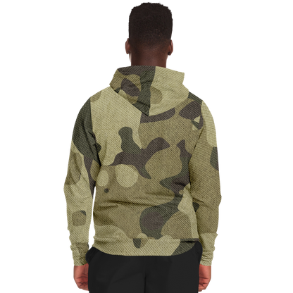 Zip-Up Hoodie | Green Fabric Camouflage