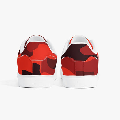 Camo Sneakers | Classic Low-Top Leather | Scarlet Red & Black