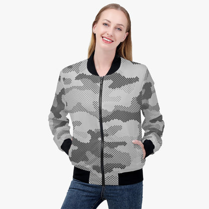 Women's Camo Bomber Jacket | Digital Gray Camouflage