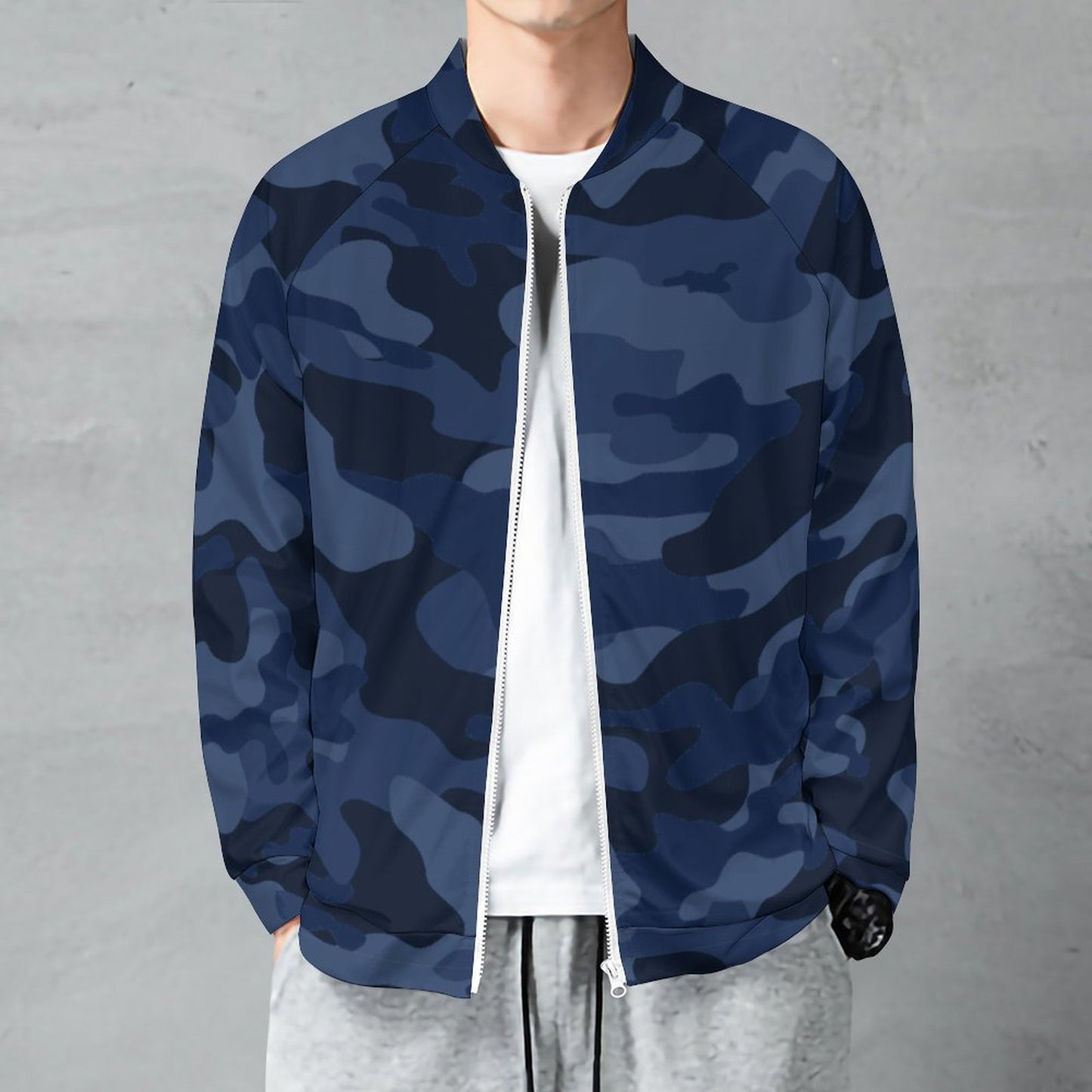 Camo Shirt | Raglan Zip-up | Deep Blue