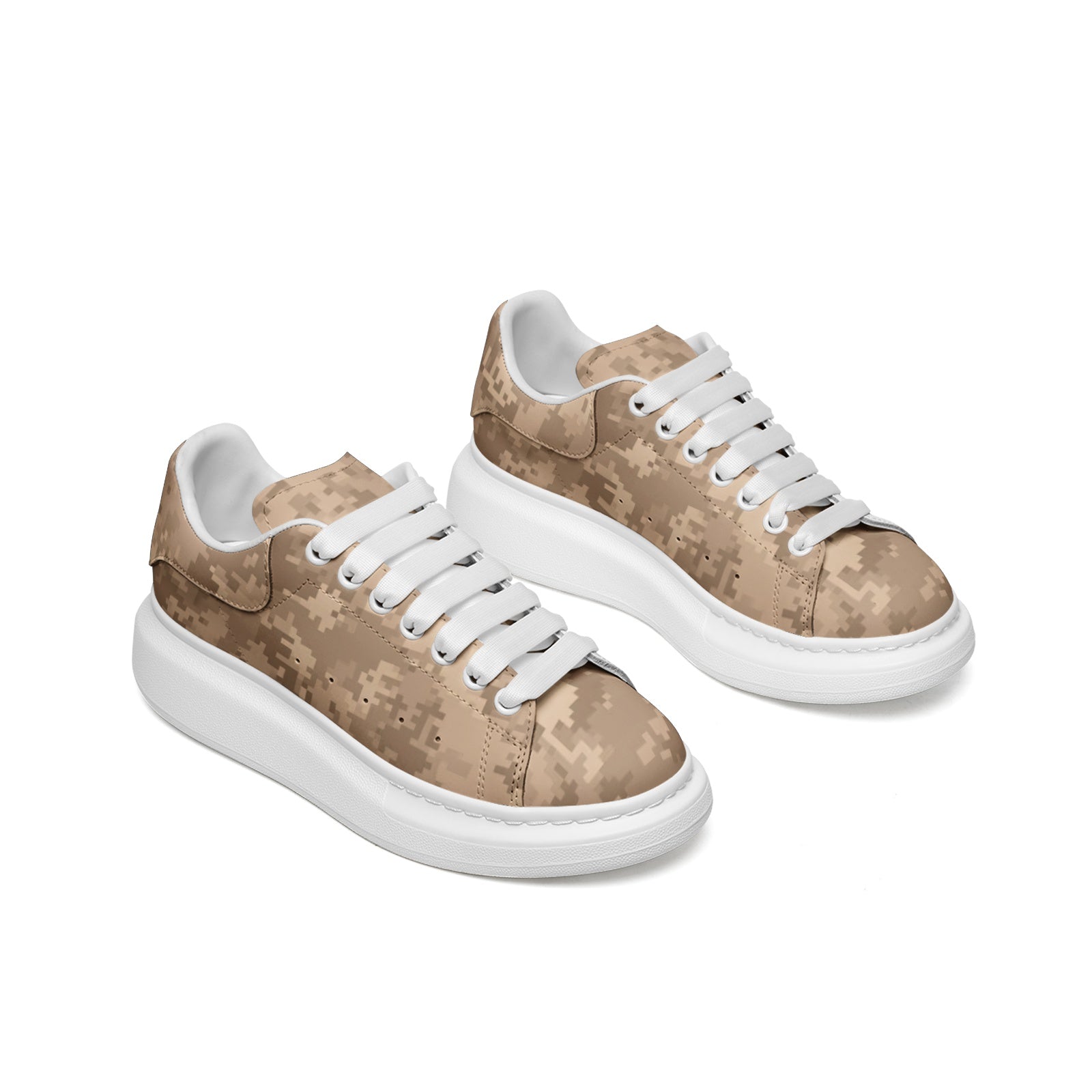 Oversized McQueen Sneakers | Brown Pixel Camouflage