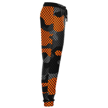 Camo Joggers | Unisex | Black & Orange Pixel