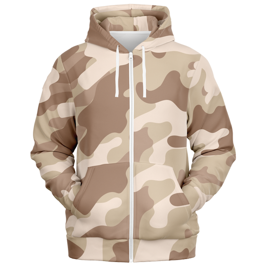 Zip-Up Hoodie | Desert Brown Camouflage