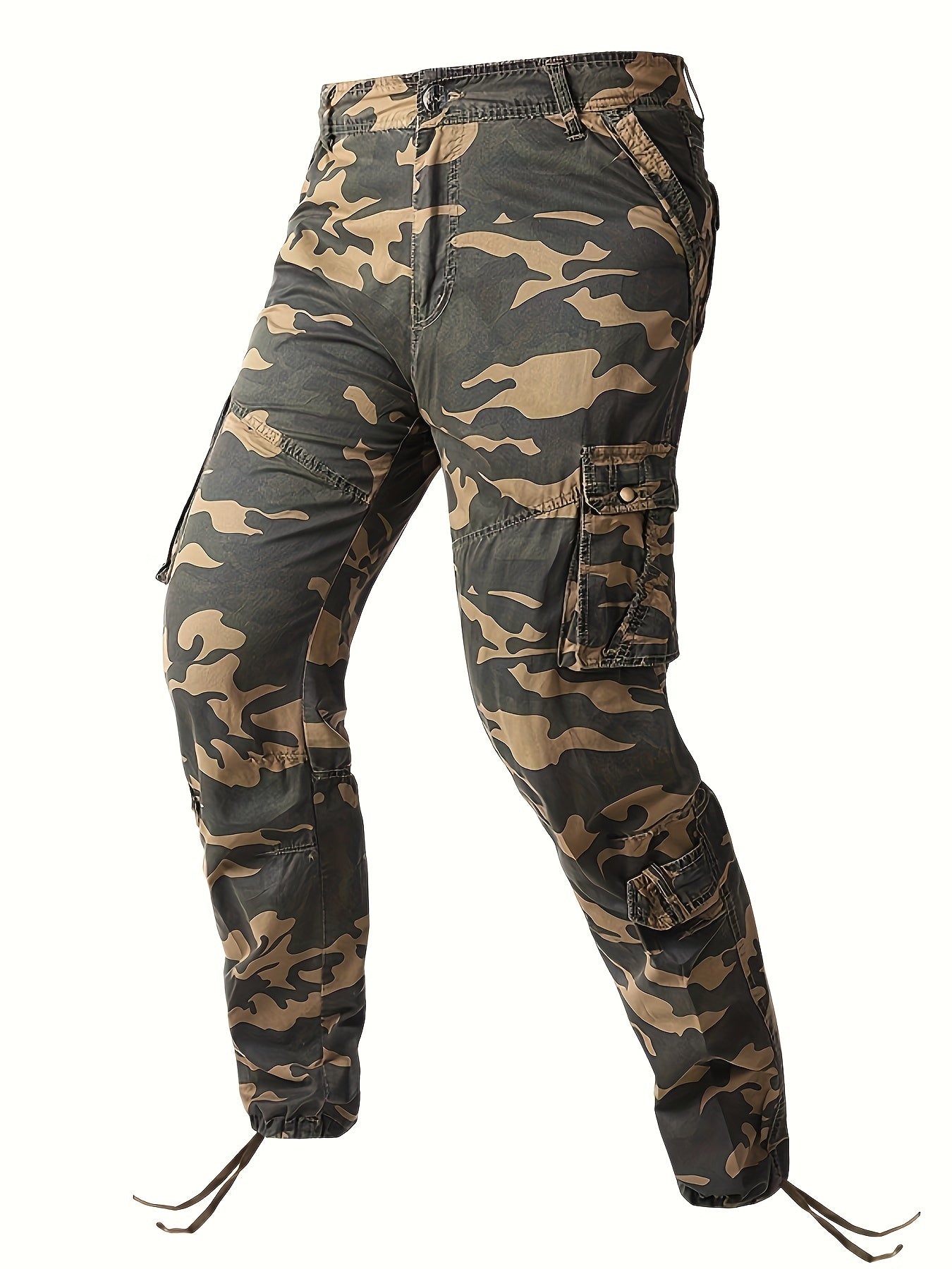 Men's Camo Twill Trousers: Straight Fit, Casual & Sports Workwear