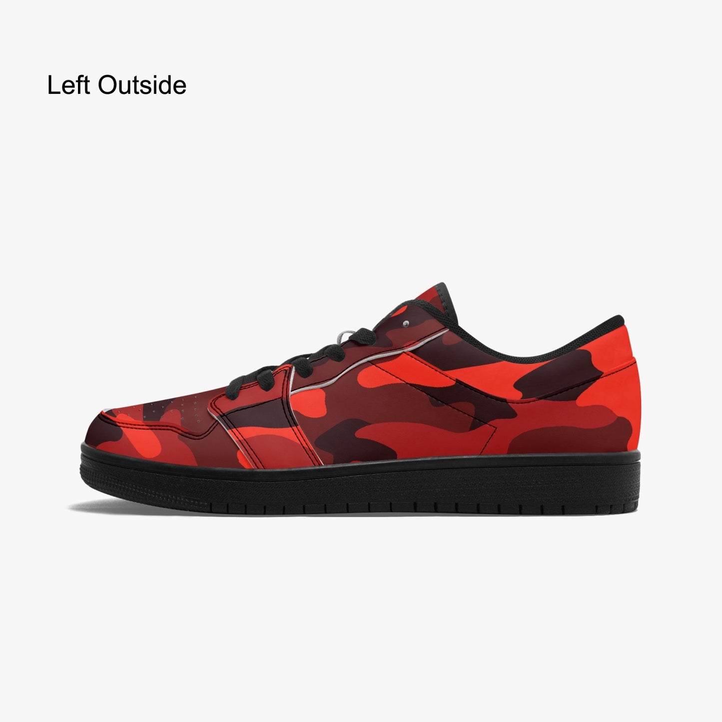 Camo Sneakers | Red Low-Top Leather Camouflage Shoes