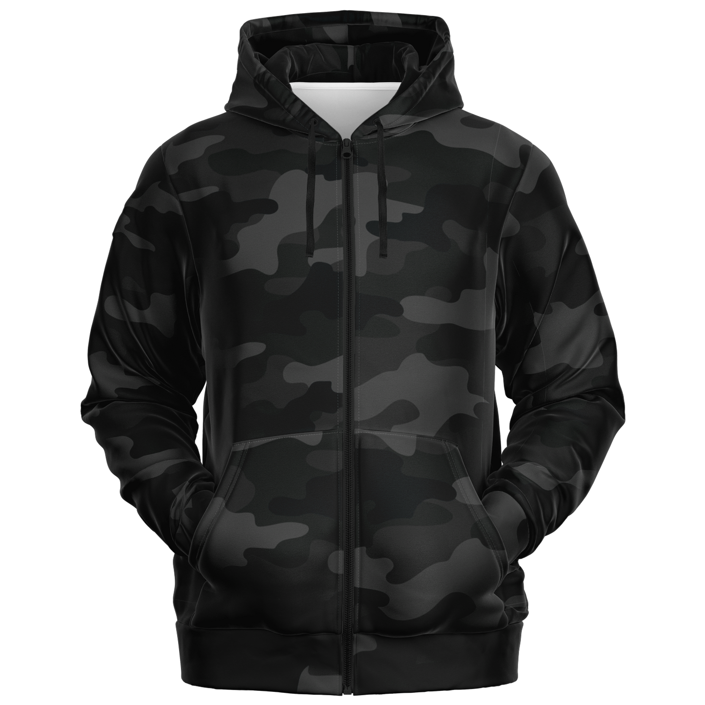 Zip-Up Hoodie | Black Camouflage