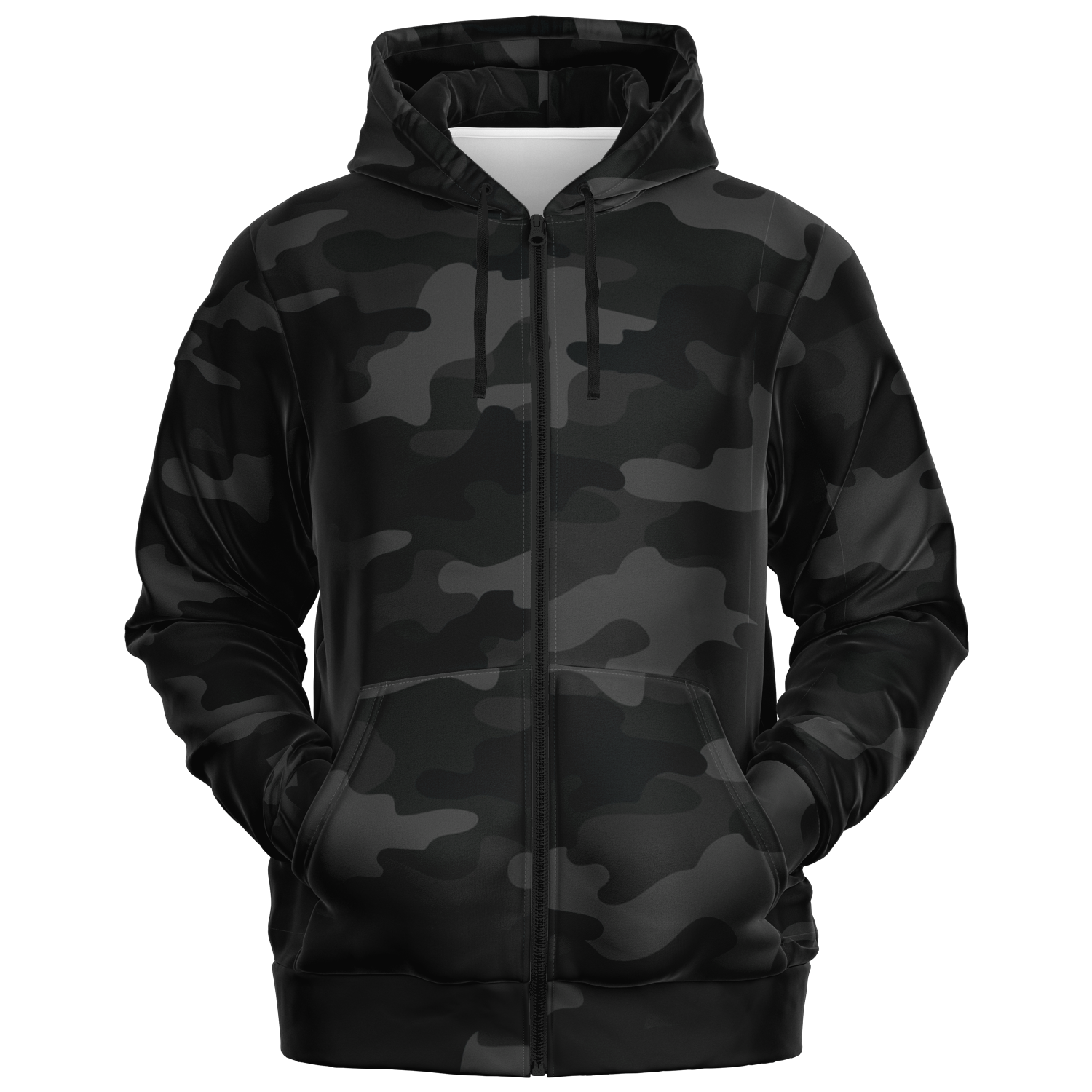 Zip-Up Hoodie | Black Camouflage