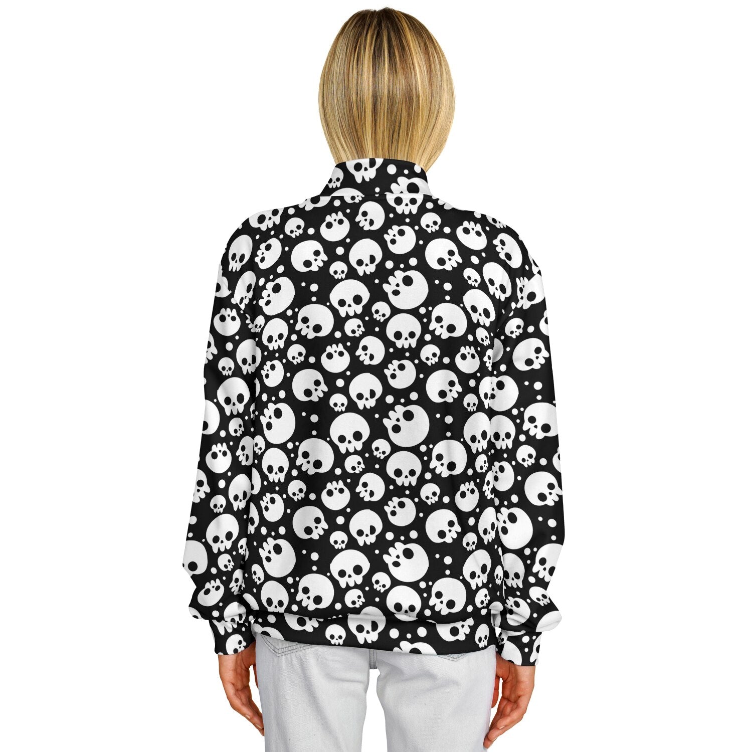 Skulls Baseball Jacket | Black and White | Heavyweight Coat