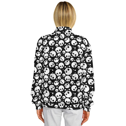 Skulls Baseball Jacket | Black and White | Heavyweight Coat