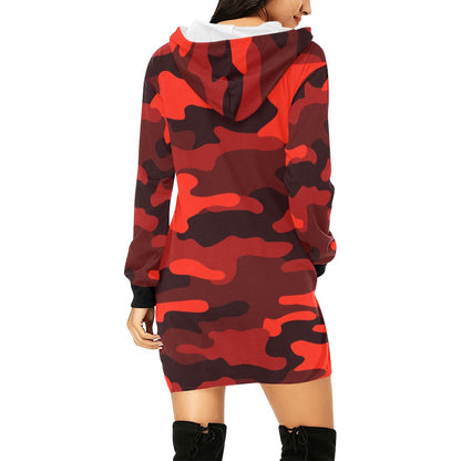 Camo Hoodie Dress | Scarlet Red and Black Camouflage