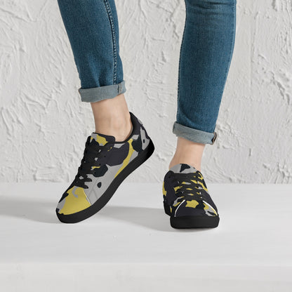 Camo Sneakers | Classic Low-Top Leather | Yellow, Black, & Silver