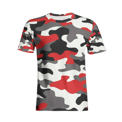 Camo T-shirt | Cotton | Unisex | Red, Black, and White