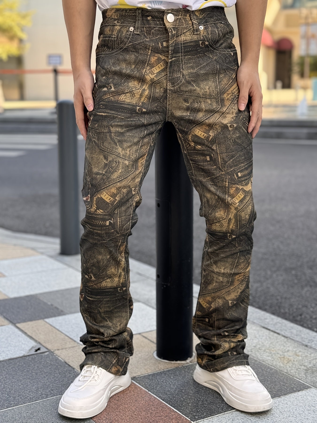 Stretch Denim Pants For Men | Street Motorcycle Flared Pants