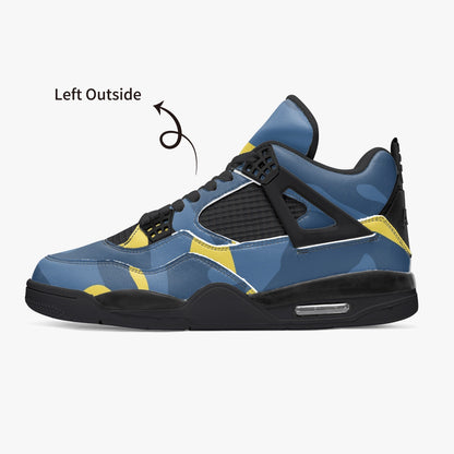 Camo Jordans AJ4 | Blue & Yellow Military Camouflage