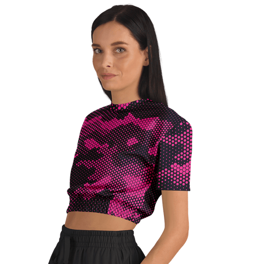 Camo Crop Top Sweatshirt | Pink Digital Dotted Hexagonal