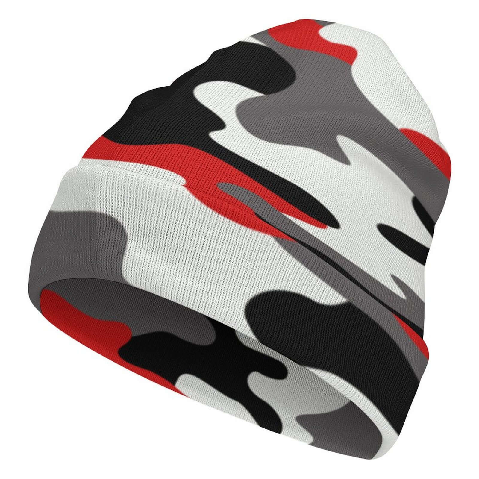 Camo Beanie | Red, Black & White Camouflage