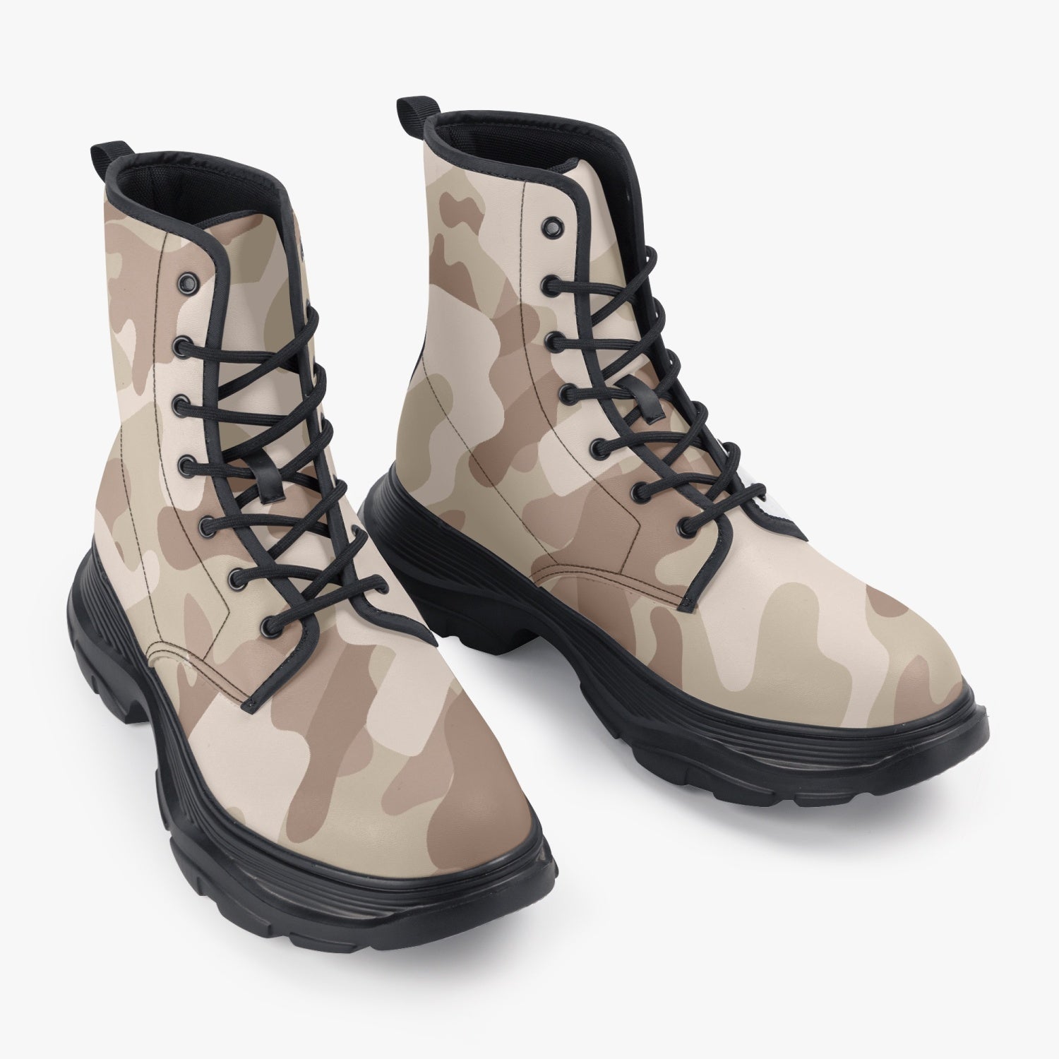 Chunky Boots | Leather in Desert Brown Camouflage