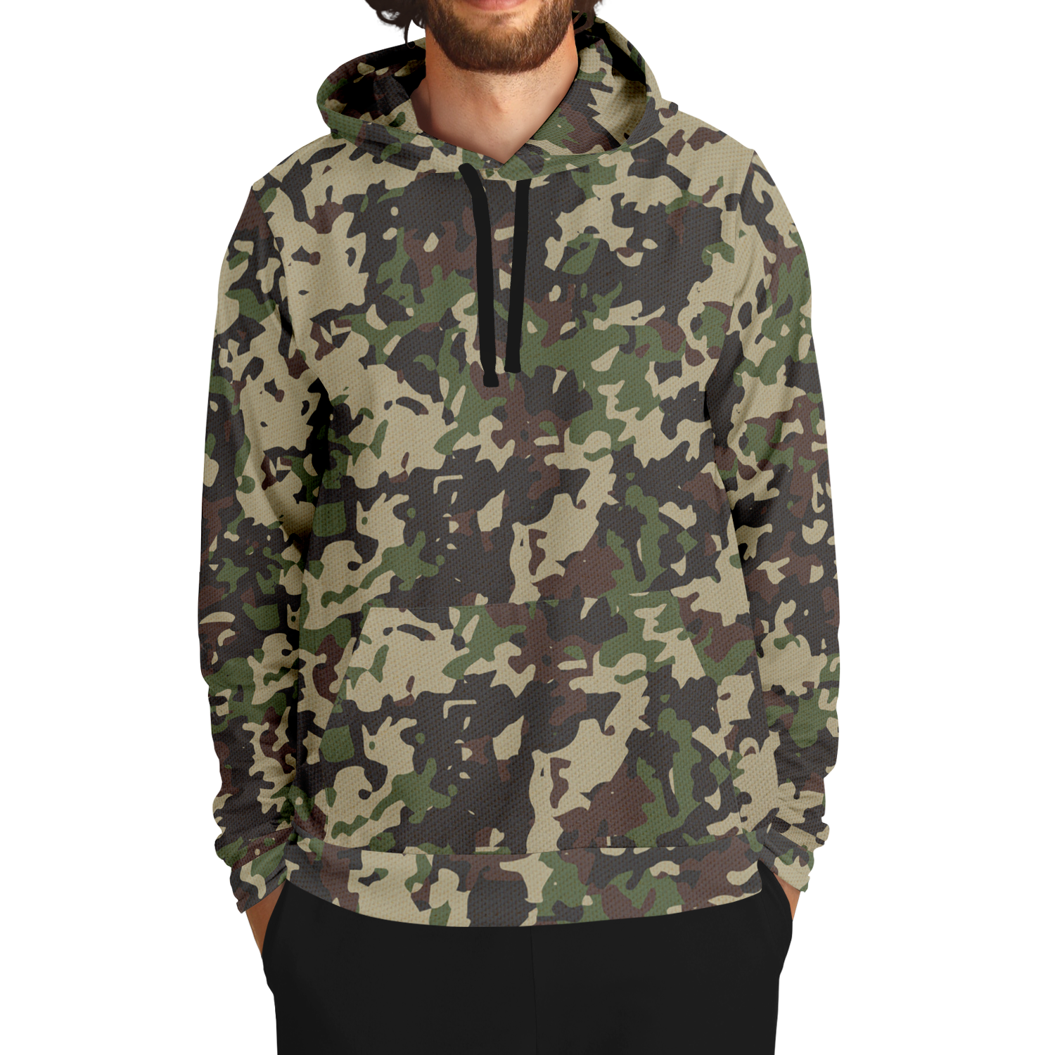 Military Brown Hoodie | Khaki, Gray and Lava Mixed Camo