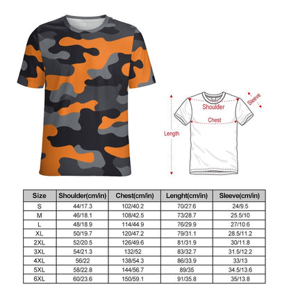 Camo Shirt | Orange, Gray & Black Camouflage T