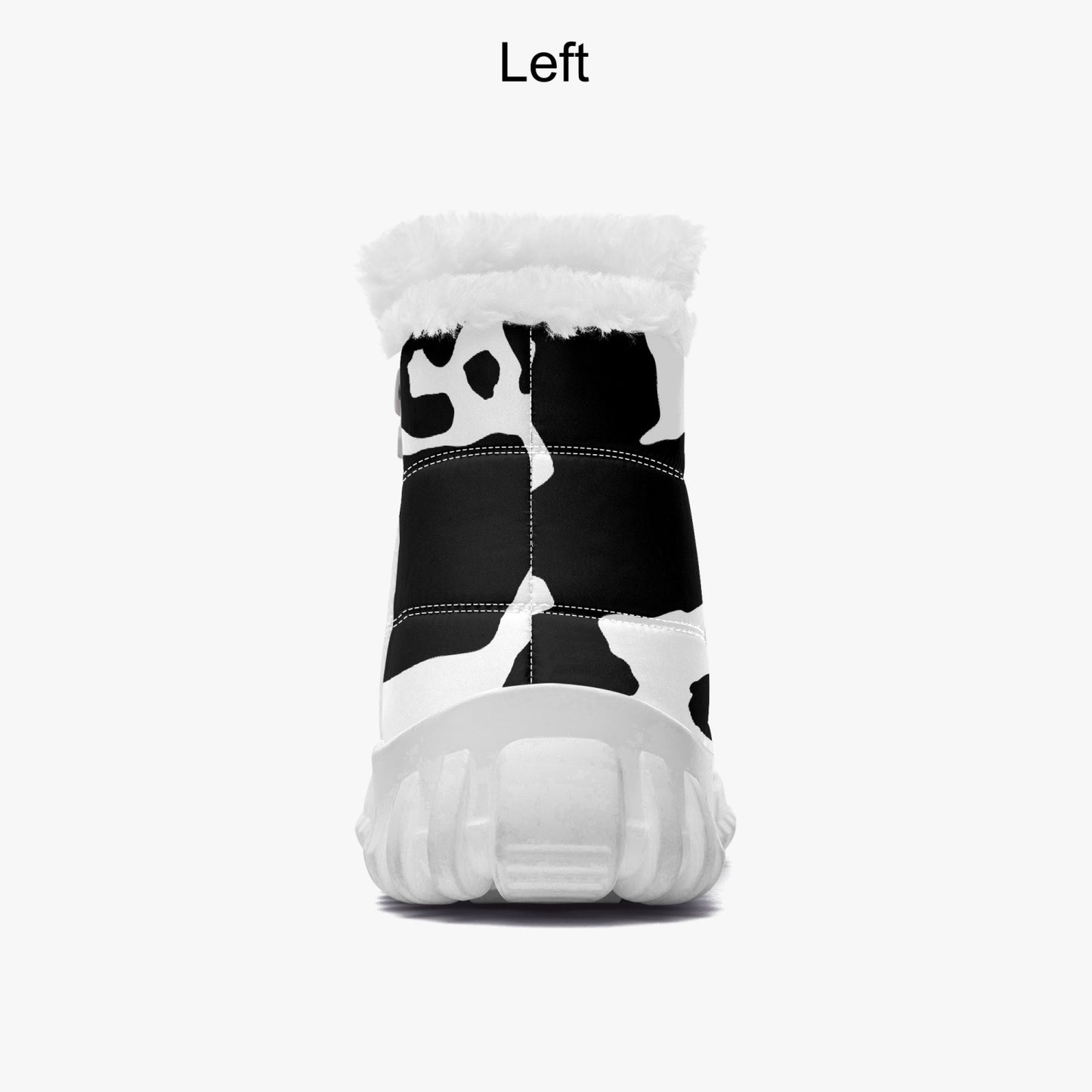 Camo Boots | Cotton-pad Fur Zipper Up | Black and White