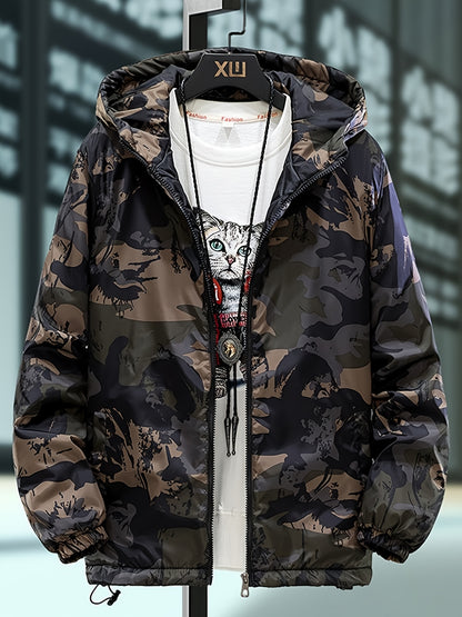 Men's Windproof Camo Jacket with Fleece Lining | Sports Coat