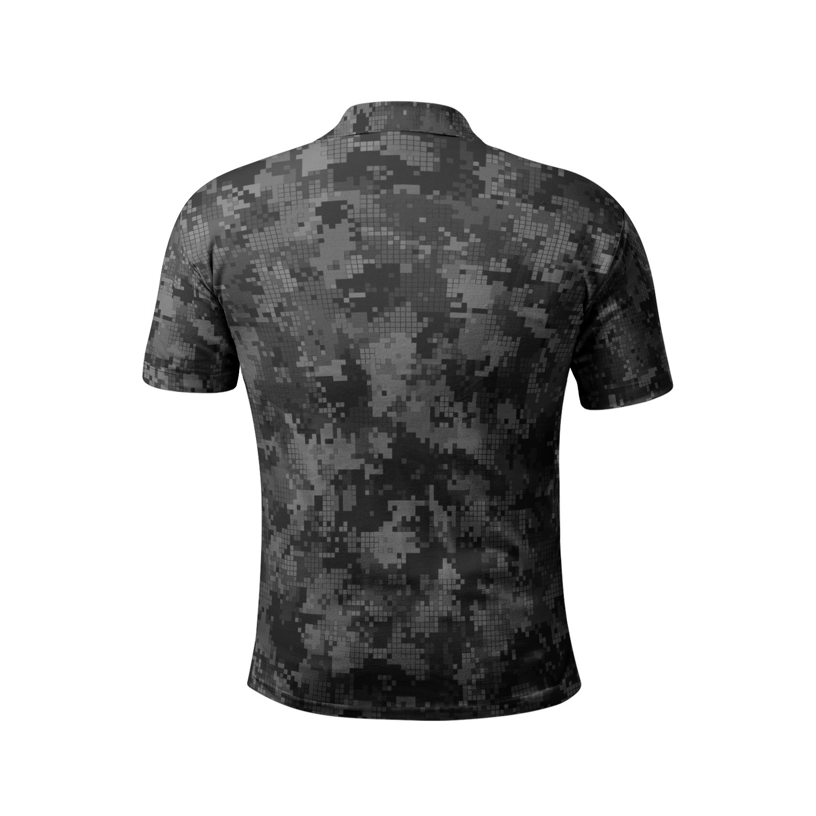 Gray Camo Golf Shirt | Digital Monochrome Camouflage