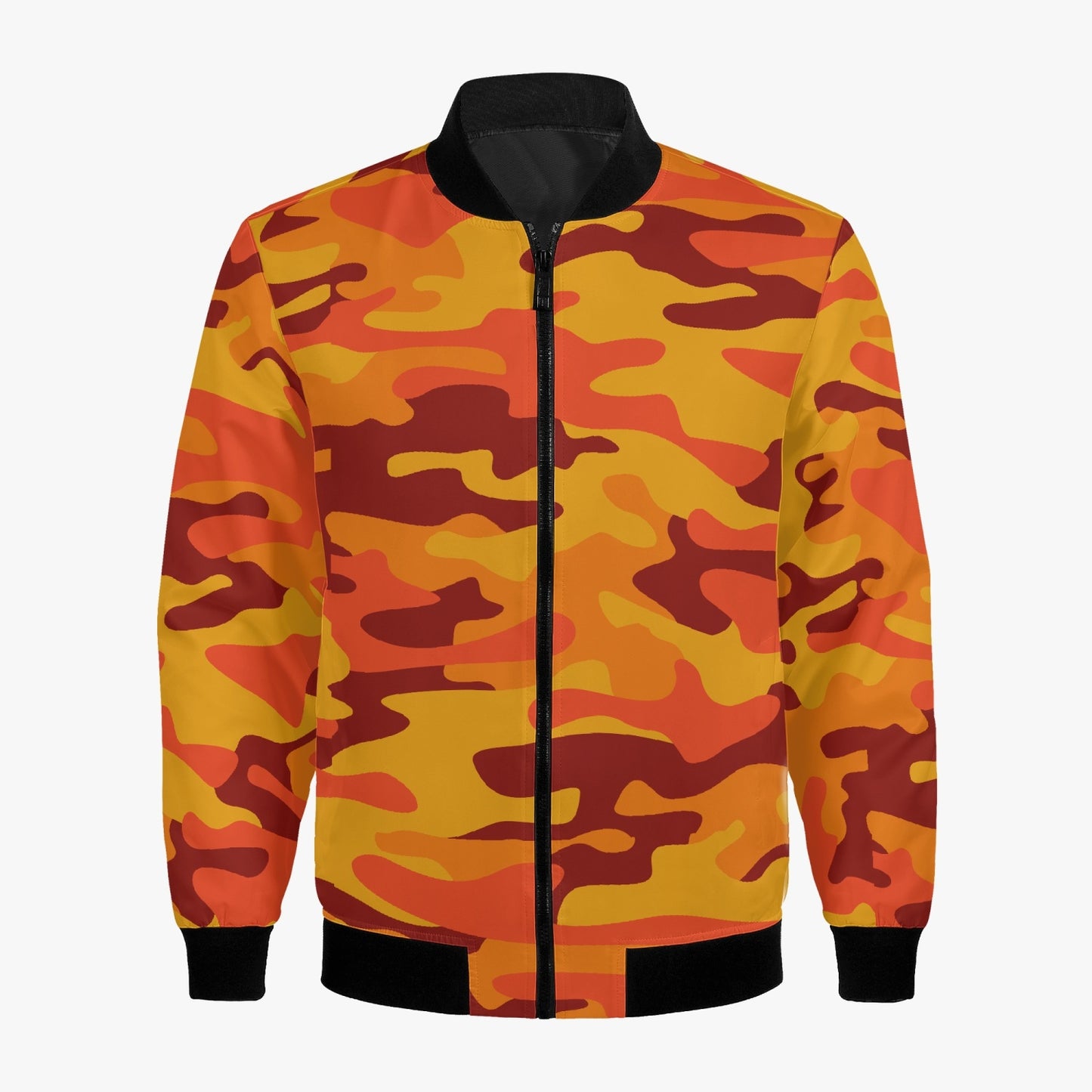 Women's Camo Bomber Jacket | Orange and Red Camouflage