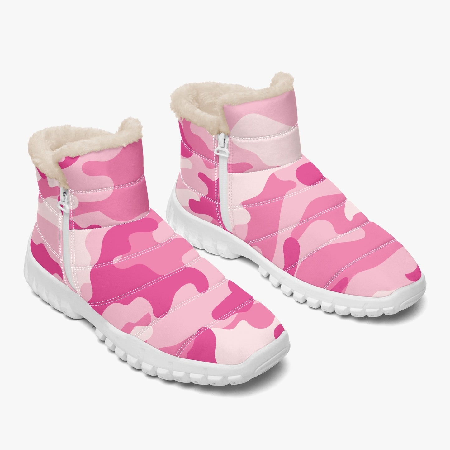 Camo Boots | Cotton-pad Fur Zipper Up | Lavender Pink