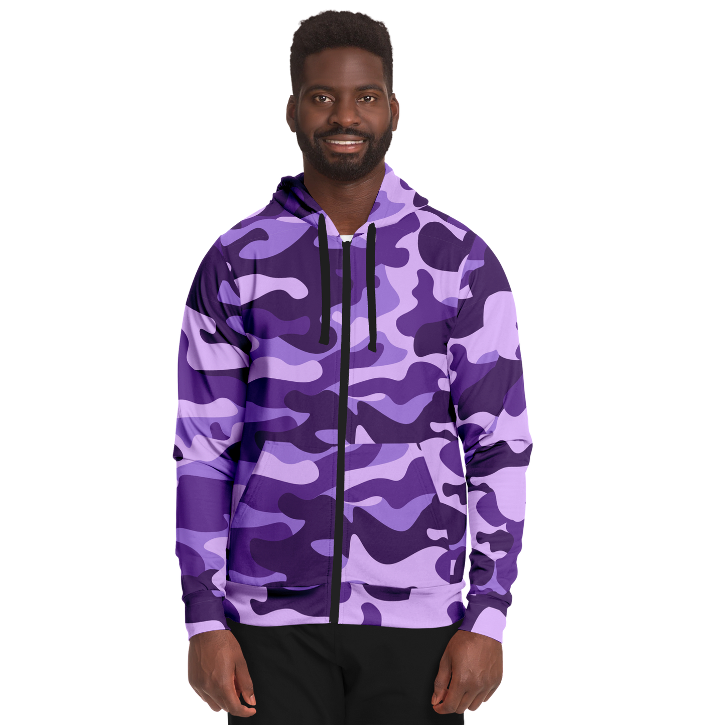 Zip-Up Hoodie | Purple, Blue, and Mauve Camouflage