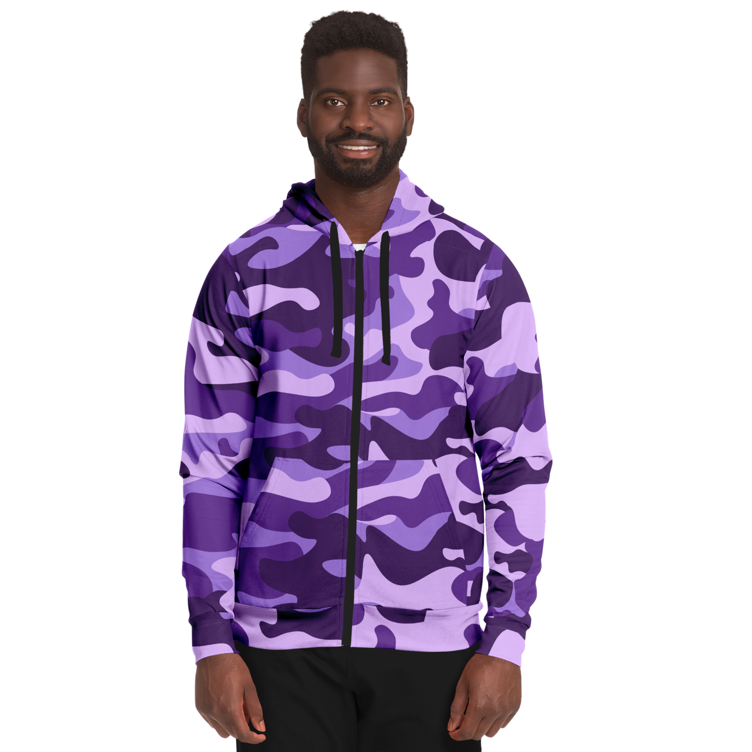 Zip-Up Hoodie | Purple, Blue, and Mauve Camouflage