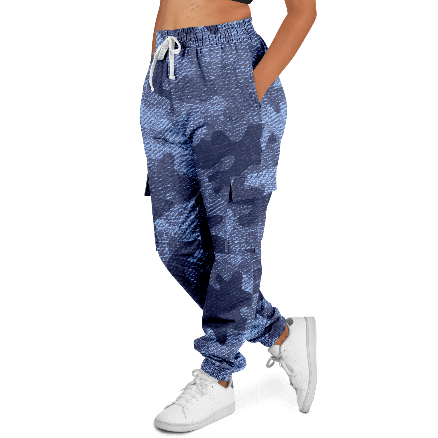 Camo Cargo Pants | Unisex | Blue Denim Camouflage