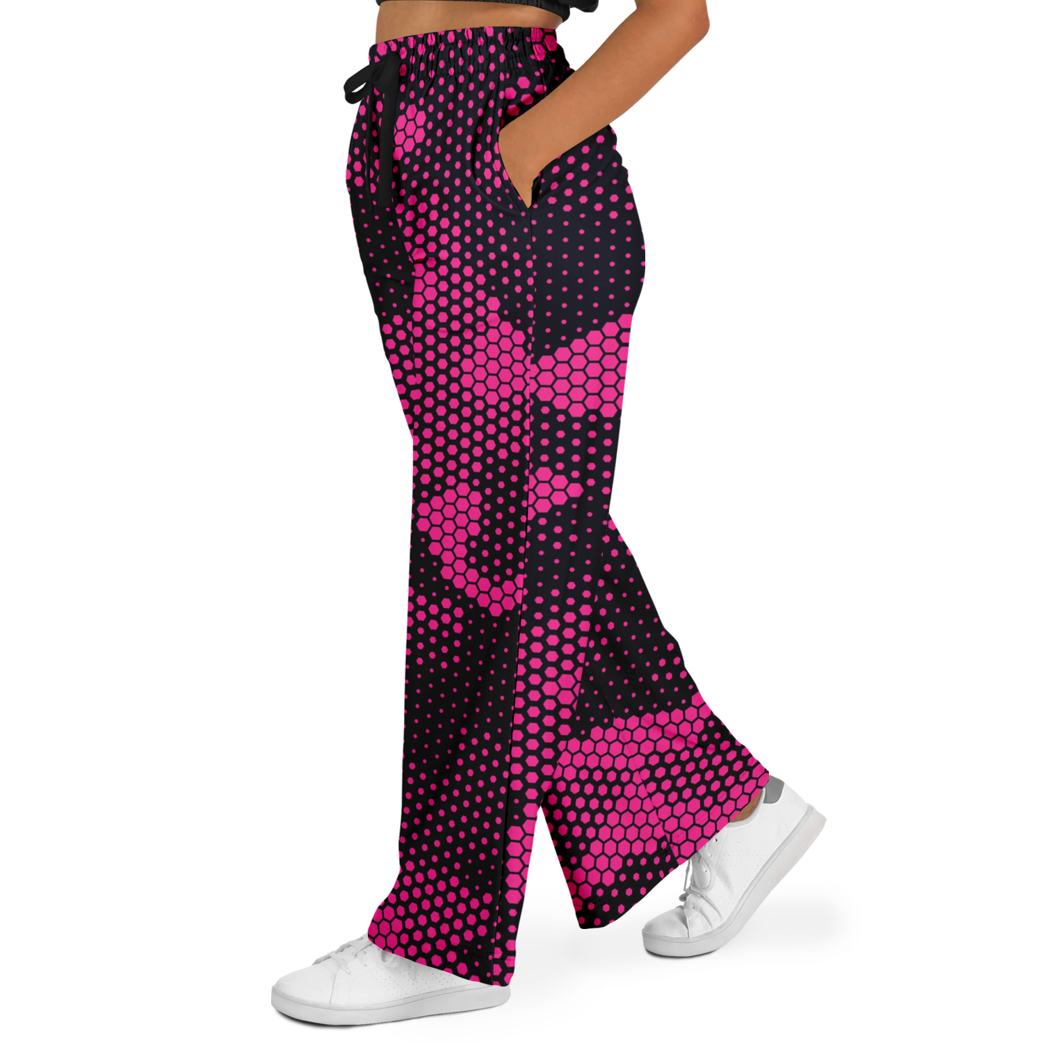 Camo Wide Leg Pants | Pink Digital Dotted Hexagonal