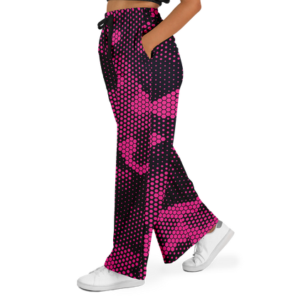 Camo Wide Leg Pants | Pink Digital Dotted Hexagonal