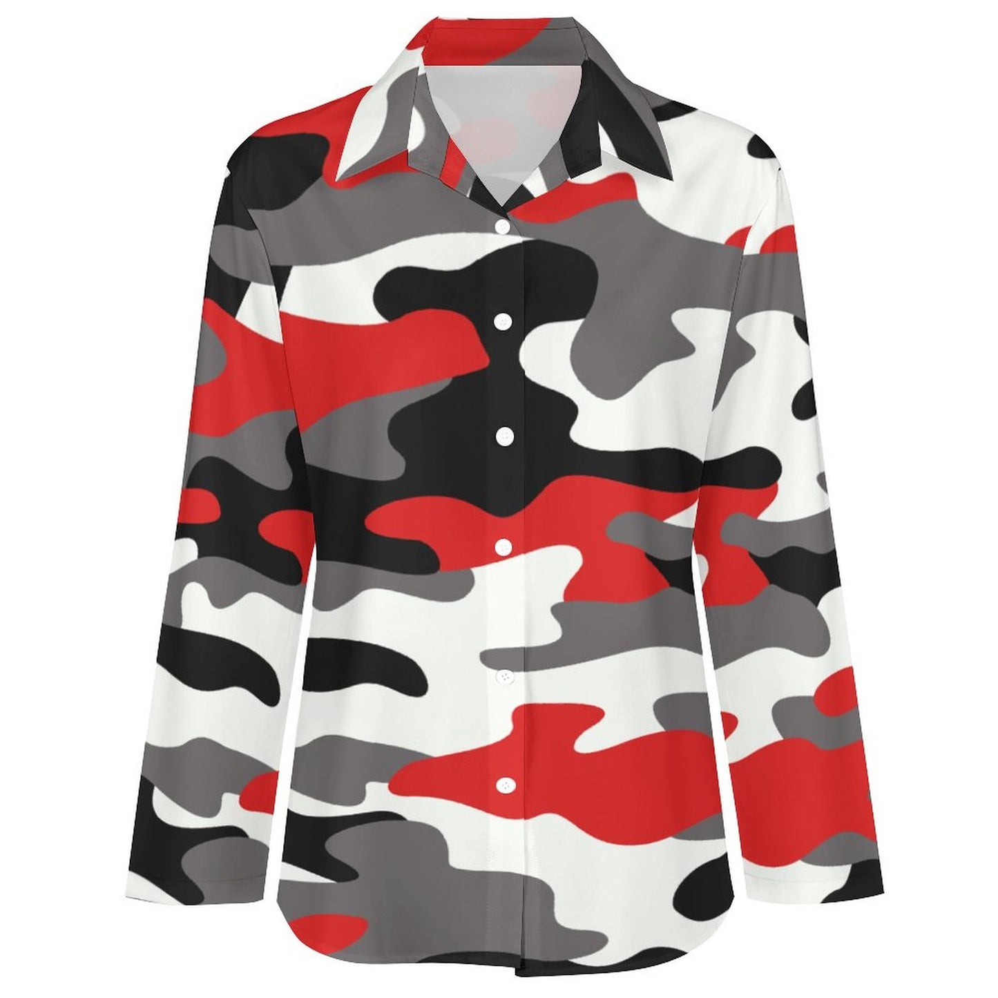 Women's Button-Up Camo Shirt | Red, Black & White