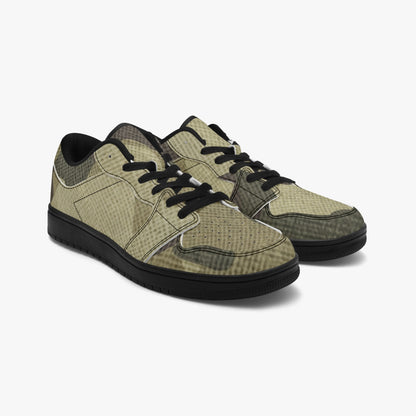 Camo Sneakers | Green Fabric Low-Top Leather Camouflage Shoes